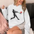 Valentines Day Baseball Batter Silhouette Heart Men Boys Kid Unisex Hoodie