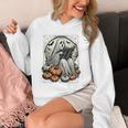 Vintage Ghost Reading Book Pumpkins Goth Halloween Teachers Unisex Hoodie