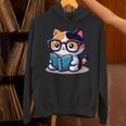 Adorable Book Lover Calico Cat With Reading Glasses Cute For Men Women Kids Unisex Hoodie