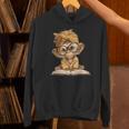 Baby Monkey Open Book Reading Animal Lover Graphic Portrait Unisex Hoodie