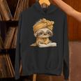 Baby Sloth Open Book Reading Animal Lover Graphic Portrait Unisex Hoodie Baby Sloth Open Book Reading Animal Lover Graphic Portrait Unisex Hoodie