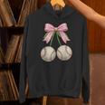 Baseball Girls Women Coquette Pink Bow Baseball Unisex Hoodie