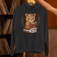 Bear Reading Book Graphic Bear With Book Floral Unisex Hoodie