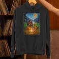 Bigfoot And Alien Reading Books Campfire Halloween Unisex Hoodie