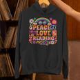 Book Peace Bookworm Hippie Rainbow Peace Sign Unisex Hoodie