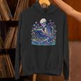 Bookish Skeleton Reading In Wildflowers Book Lover Bookworm Unisex Hoodie