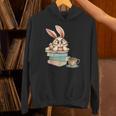 Bunny With Books And Coffee Reading Booknerd Bookish Easter Unisex Hoodie