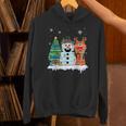 Christmas Tree Snowman Reindeer Book Stack Tee Librarian Unisex Hoodie