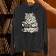 Cute Cat Reading Book Classic Bookworm Animal Pet Lover Unisex Hoodie