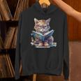 Cute Cat Wearing Glasses Reading a Book Unisex Hoodie