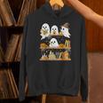 Cute Halloween Ghost Bookshelf Cat Book Lover Unisex Hoodie Cute Halloween Ghost Bookshelf Cat Book Lover Unisex Hoodie