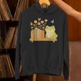 Cute Kawaii Frog Books Flowers Unisex Hoodie Cute Kawaii Frog Books Flowers Unisex Hoodie