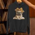 Cute Pug Reading Dog Book Lover Animal Graphic Baby Portrait Unisex Hoodie
