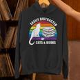 Easily Distracted By Cats And Books – Retro Sunset Rainbow Unisex Hoodie