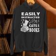 Easily Distracted By Cats And Books Books Cat Book Lover Unisex Hoodie
