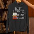 Easily Distracted By Cats And Books Cute Book Lover Unisex Hoodie