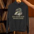 Easily Distracted By Dragons & Books Vintage Style Unisex Hoodie Easily Distracted By Dragons & Books Vintage Style Unisex Hoodie