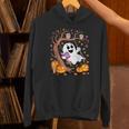 Ghost Reading Book On Swing Halloween Autumn Art Unisex Hoodie