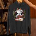 Goat Reading Book Graphic Goat With Book Floral Unisex Hoodie
