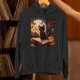Halloween Cat Reading Books Spooky Cat Reader Teachers Unisex Hoodie Halloween Cat Reading Books Spooky Cat Reader Teachers Unisex Hoodie