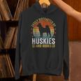 Huskies And Books Husky Mom Husky Dad Retro Vintage Reading Unisex Hoodie