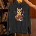 Llama Reading Book Graphic Llama With Book Floral Unisex Hoodie Llama Reading Book Graphic Llama With Book Floral Unisex Hoodie