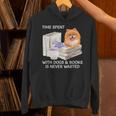Love Reading Books And Pomeranian Dog Watercolor Art Unisex Hoodie Love Reading Books And Pomeranian Dog Watercolor Art Unisex Hoodie