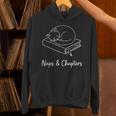 Naps And Chapters Sleeping Cat On Book Line Art Unisex Hoodie