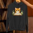 Orange Cat Reading Book Flowers Unisex Hoodie Orange Cat Reading Book Flowers Unisex Hoodie
