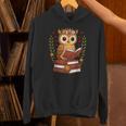 Owl Reading Book Graphic Owl With Book Floral Unisex Hoodie Owl Reading Book Graphic Owl With Book Floral Unisex Hoodie
