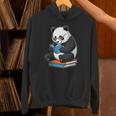 Panda With Glasses Reading Book Librarian Panda Unisex Hoodie