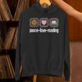 Peace Love Reading Leopard Print Women Girls Kids Read Books Unisex Hoodie