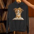 Puppy Open Book Reading Dog Lover Graphic Portrait Round Unisex Hoodie Puppy Open Book Reading Dog Lover Graphic Portrait Round Unisex Hoodie