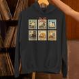 Reading Book Lover Bookish Cat Mom Cat Reading Books Stamps Unisex Hoodie