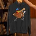 Turkey Baseball Thanksgiving Sports Humor Men Boy Kids Unisex Hoodie
