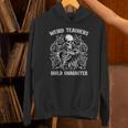 Weird Teachers Build Character Skeleton Reading Book Unisex Hoodie