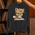 Women's Cute Fox Reading Book Lover Animal Graphic Baby Portrait Unisex Hoodie