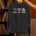 Women's Peace Love Reading Book Reader Book Lover Vintage Bookworm Unisex Hoodie