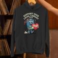 Women's Support Your Local Library Staff Retro Book Mascot Unisex Hoodie