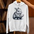 Adorable Reading Bunny Drawing For Book Lovers Philossophers Unisex Hoodie Adorable Reading Bunny Drawing For Book Lovers Philossophers Unisex Hoodie