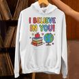 I Believe In You Educational Art With Books And Globe Unisex Hoodie