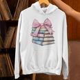 Book Lover Coquette Bow Pink Dainty Ribbon Cute Bookworm Unisex Hoodie