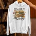 Books Are My Therapy Vintage Book Lover Daisy Art Unisex Hoodie