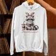 Booktrovert Raccoon Reading Book Iced Coffee Lover Unisex Hoodie Booktrovert Raccoon Reading Book Iced Coffee Lover Unisex Hoodie