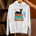 Cat And Books Retro Midcentury Mid Century Aesthetic Unisex Hoodie