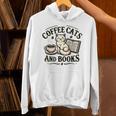 Coffee Cats And Book Reader Book Lovers Librarian Bookworm Unisex Hoodie