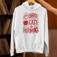 Coffee Cats And Books Lover Reading Unisex Hoodie