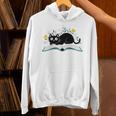 Cute Cat On Book Fun Flower Feline Pet Lover Premium Tri-Blend Unisex Hoodie