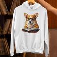 Cute Dog Corgi Reading Book Unisex Hoodie