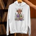 Cute Highland Cow Library Bookworm Librarian Books Reading Unisex Hoodie Cute Highland Cow Library Bookworm Librarian Books Reading Unisex Hoodie